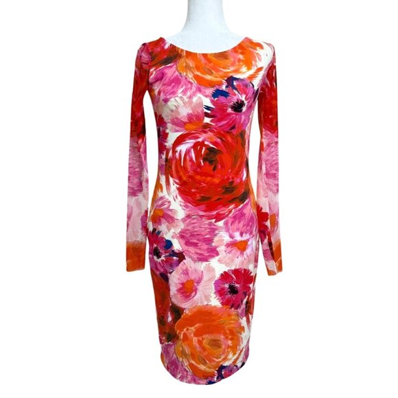 Fuzzi Dresses & Skirts - Fuzzi by Jean Paul Gaultier Dress Floral Pink Orange White Stretch Womens Size L